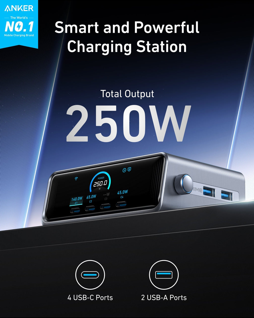 Prime Charger (250W, 6 Ports, GaNPrime)
