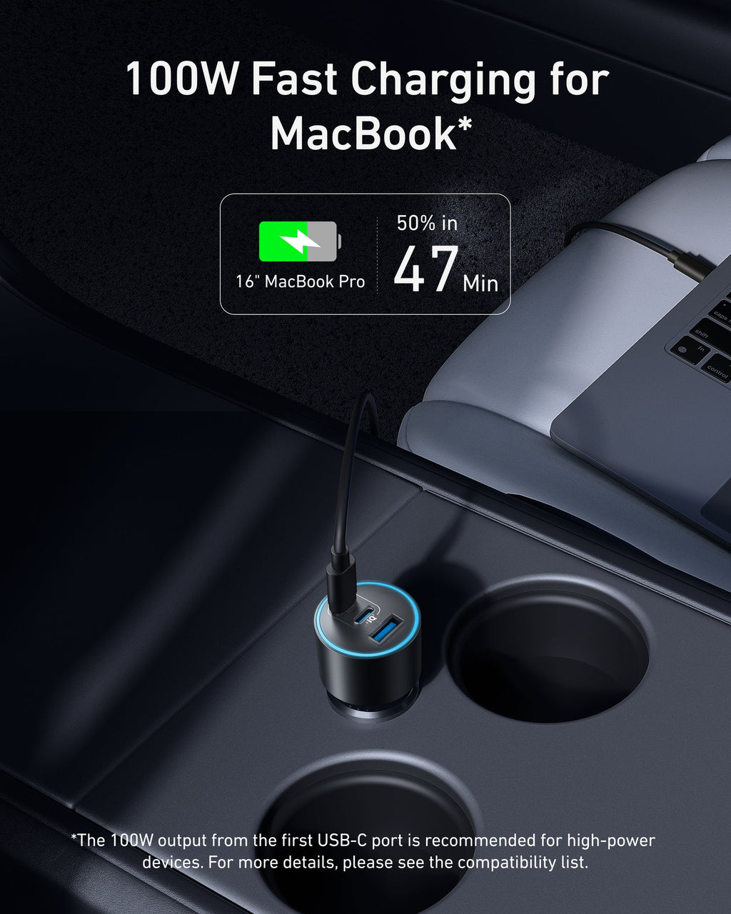 Nano Car Charger (167.5W, 3 Ports)
