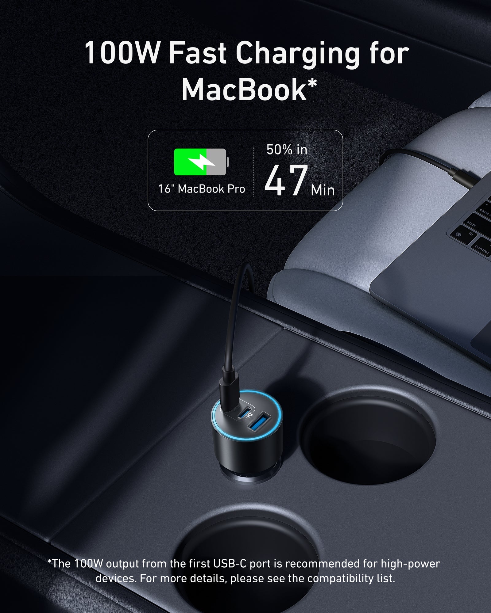 Nano Car Charger (167.5W, 3 Ports)