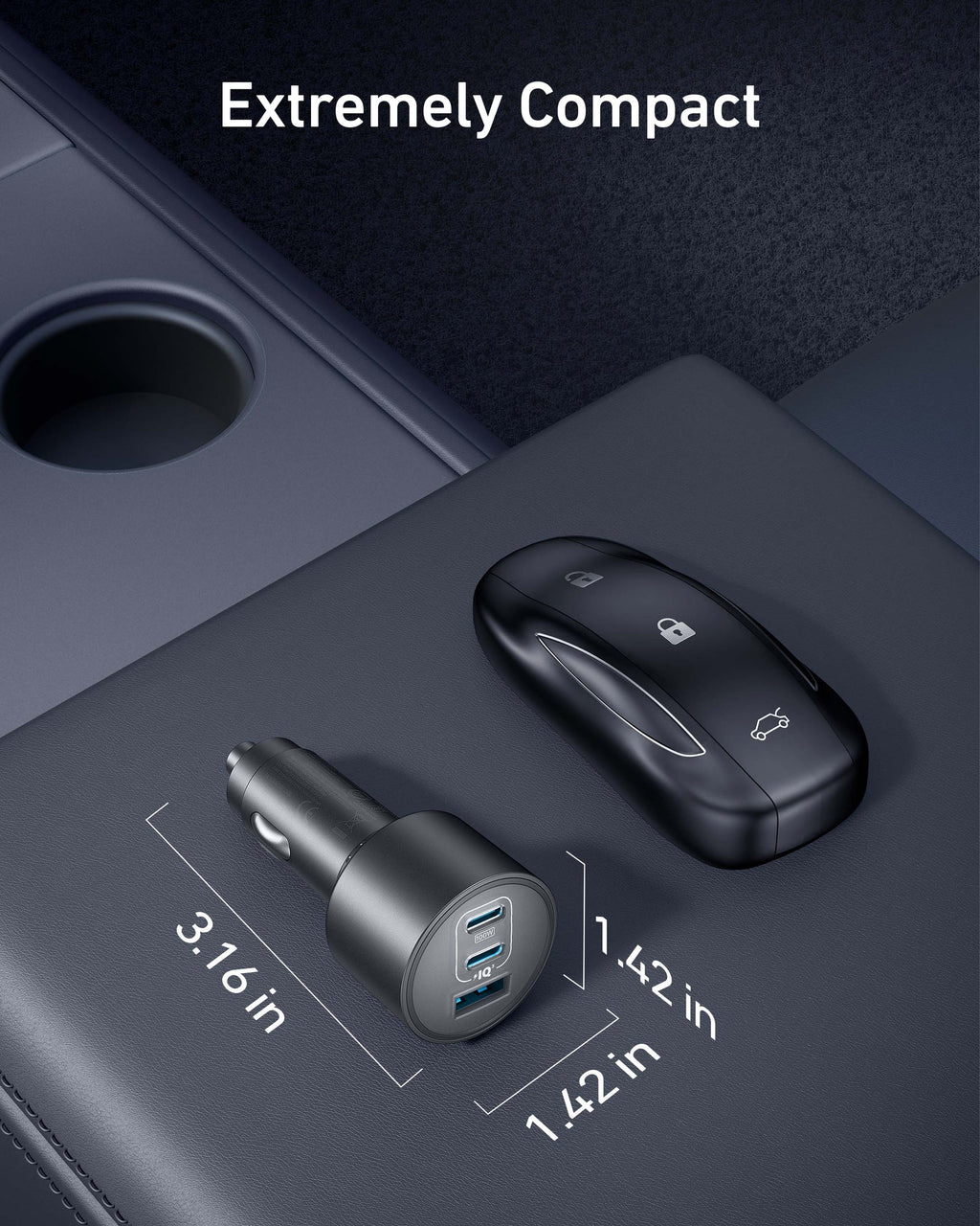 Nano Car Charger (167.5W, 3 Ports)