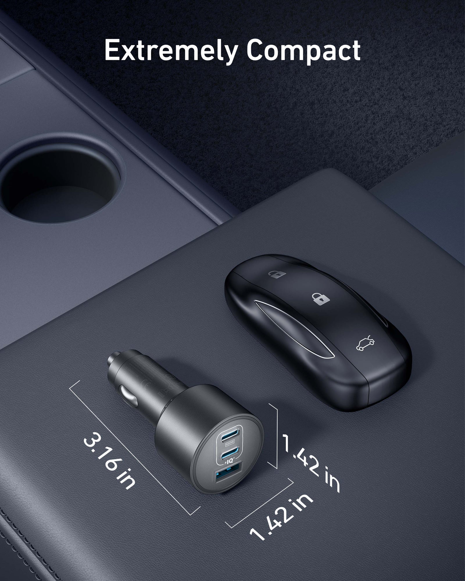 Nano Car Charger (167.5W, 3 Ports)